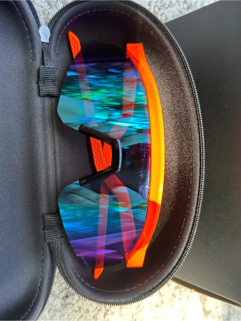 Oakley Hydra Neon Orange Frame Prizm Sapphire Lenses New Authentic OO9229 06-37
